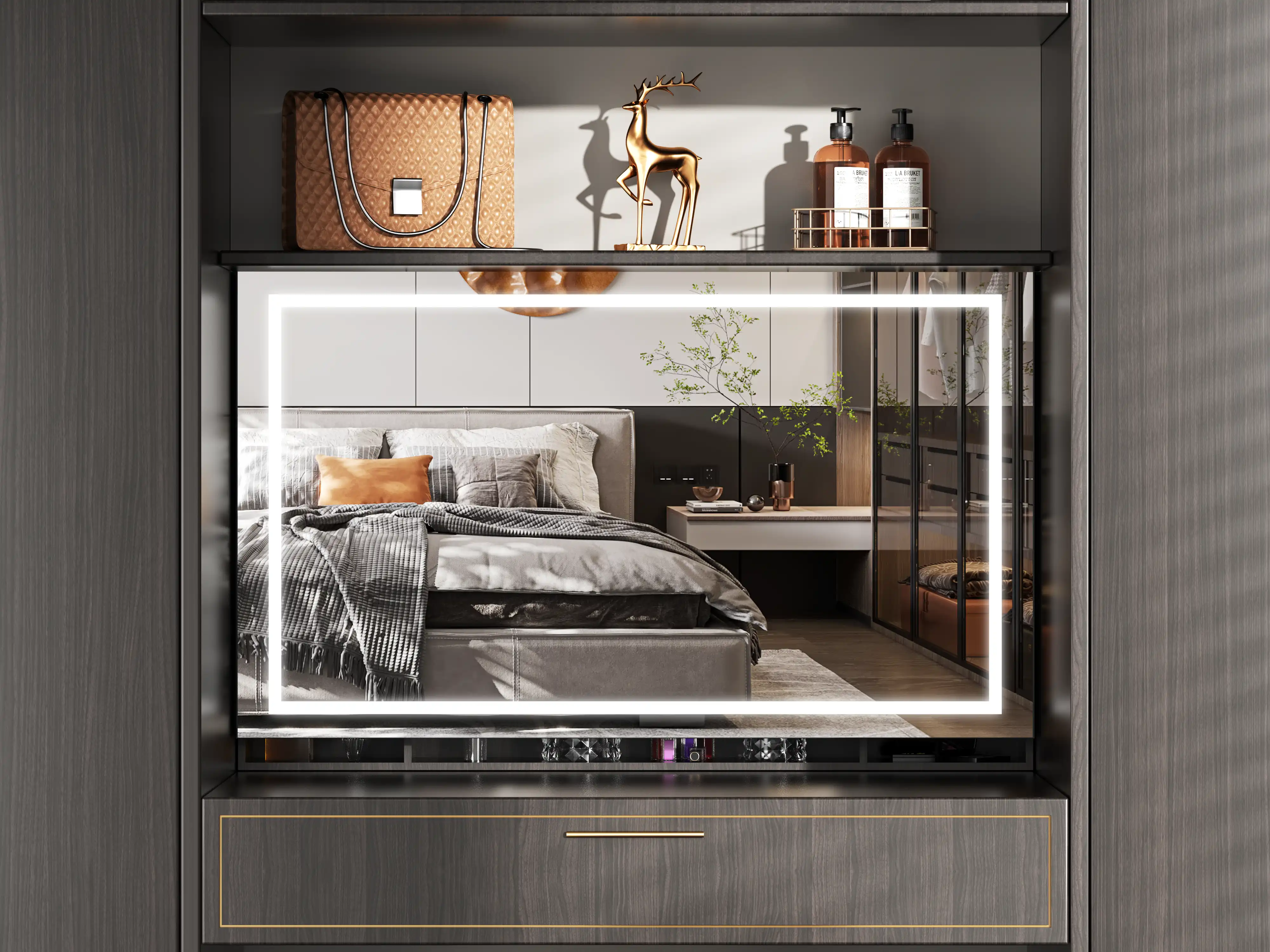 Smart Lift-Up Makeup Mirror for Modern Smart Furniture Smart Lift-Up Makeup Mirror for Modern Smart Furniture